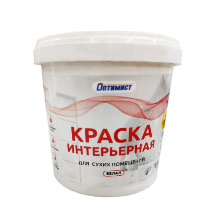 Краска Оптимист W202 инт. д/сухих помещ. бел. 1,5кг