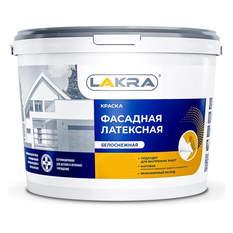 Краска в/д Лакра латексная фасадная белая 3кг