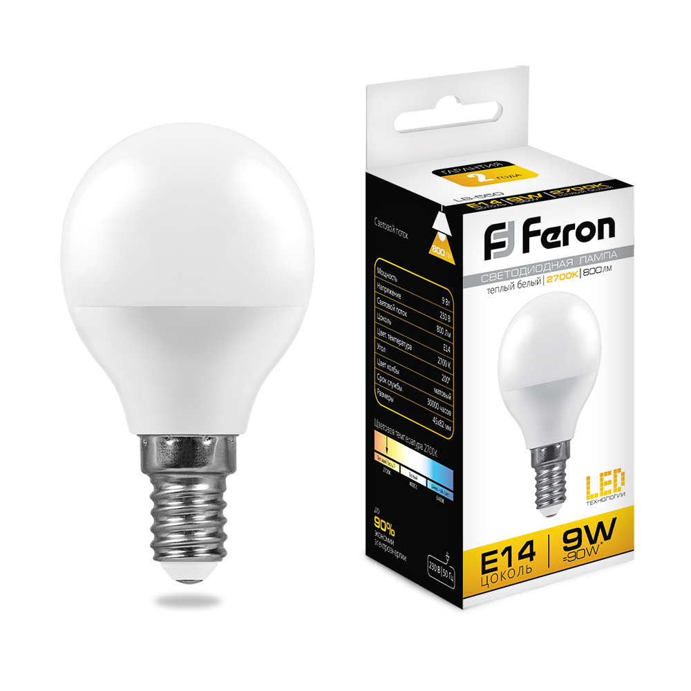 Лампа Feron LB-550 9W E14 2700K