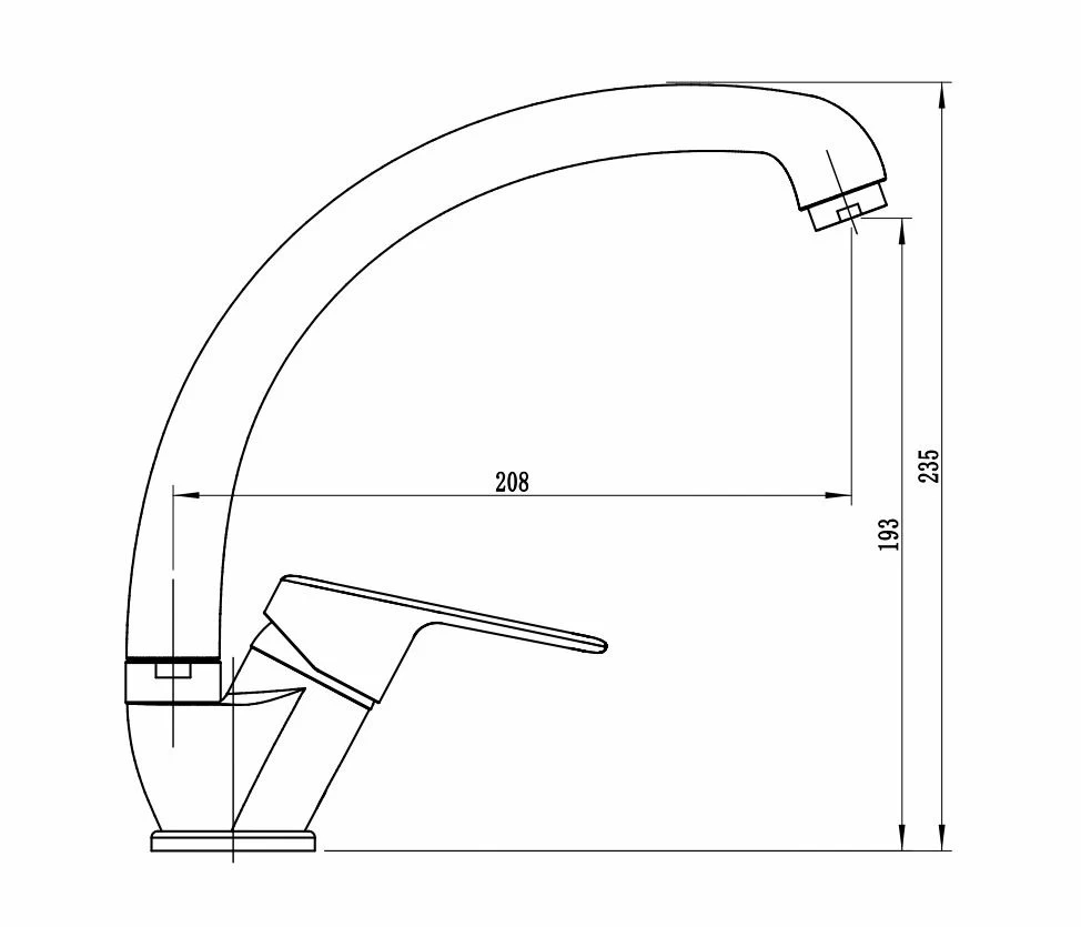 Смеситель для мойки Voda Wave WA03 хром рычажное управление Смеситель для мойки Voda Wave WA03 хром рычажное управление