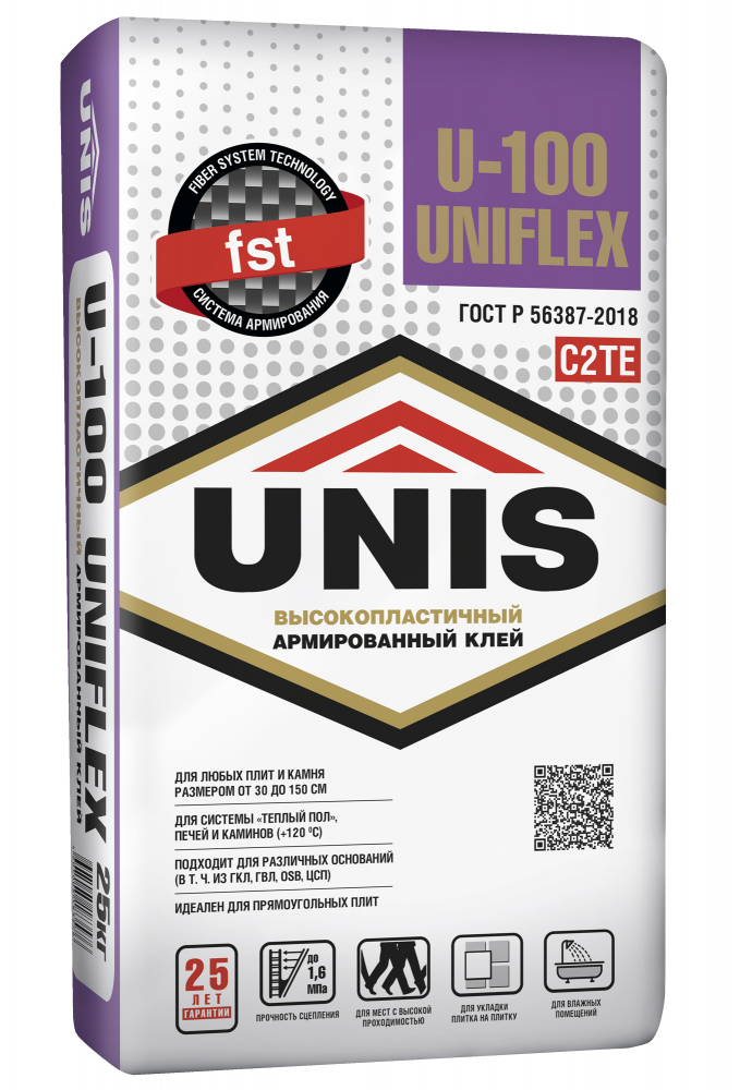 Клей для плитки Юнис Uniflex U-100 25 кг