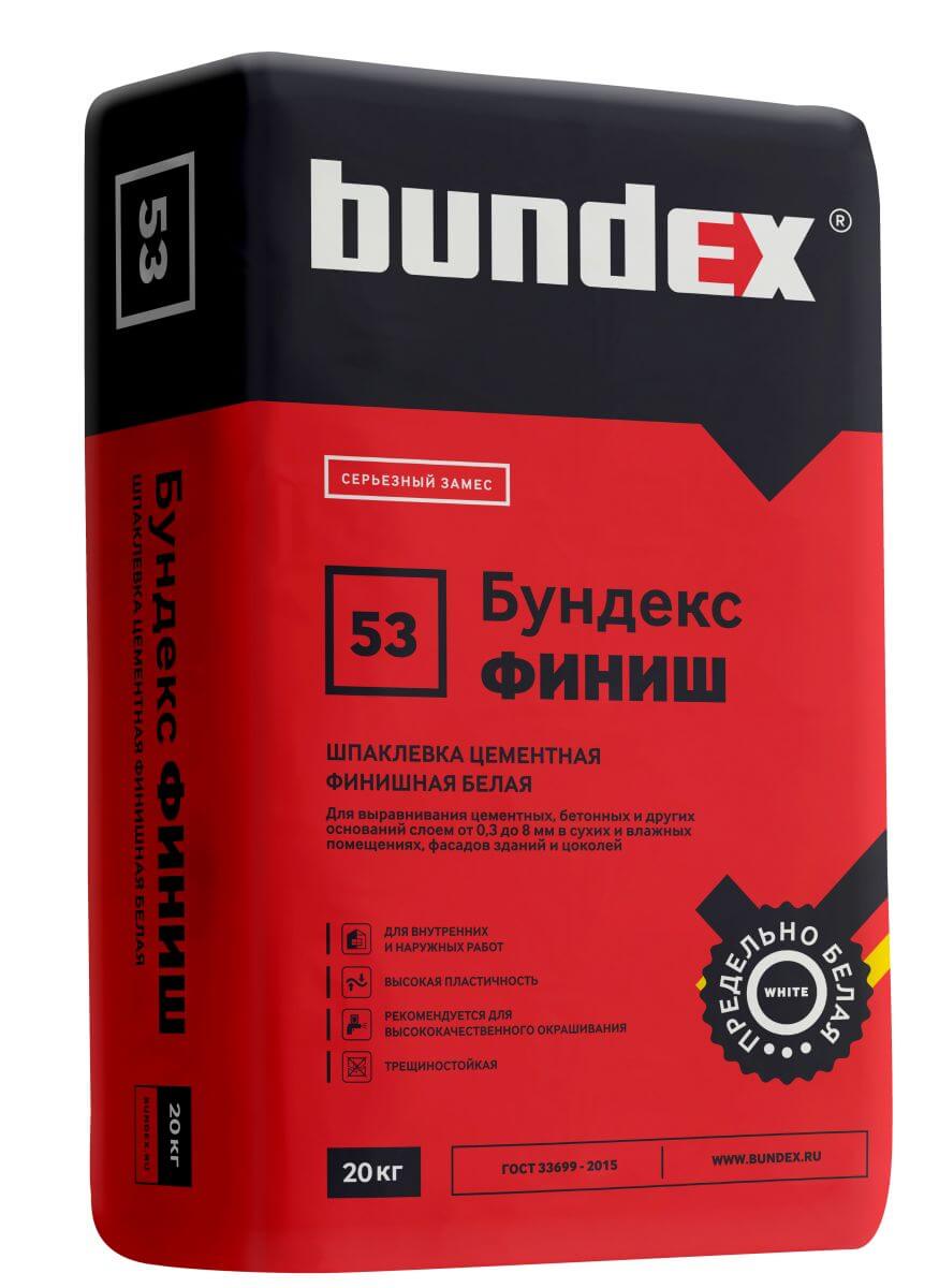 Шпаклевка цементная финишная белая Bundex Финиш 20 кг