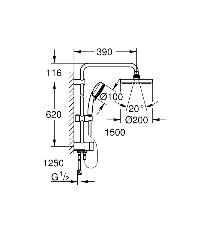 Душевой гарнитур Grohe New Tempesta Cosmo 27394002