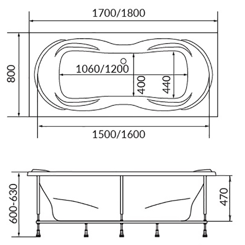 Ванна акриловая 1Marka Динамика 180x80