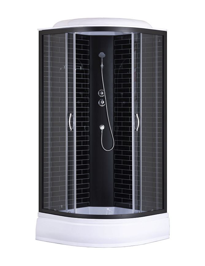 Кабина душ. CS-6610-25G 100*100*215 CП ст.4мм черная Мегасан