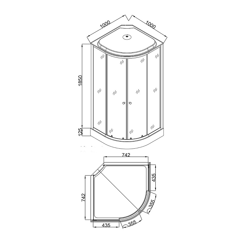 Кабина душевая CS-1000-13ТМ/М 100x100x215