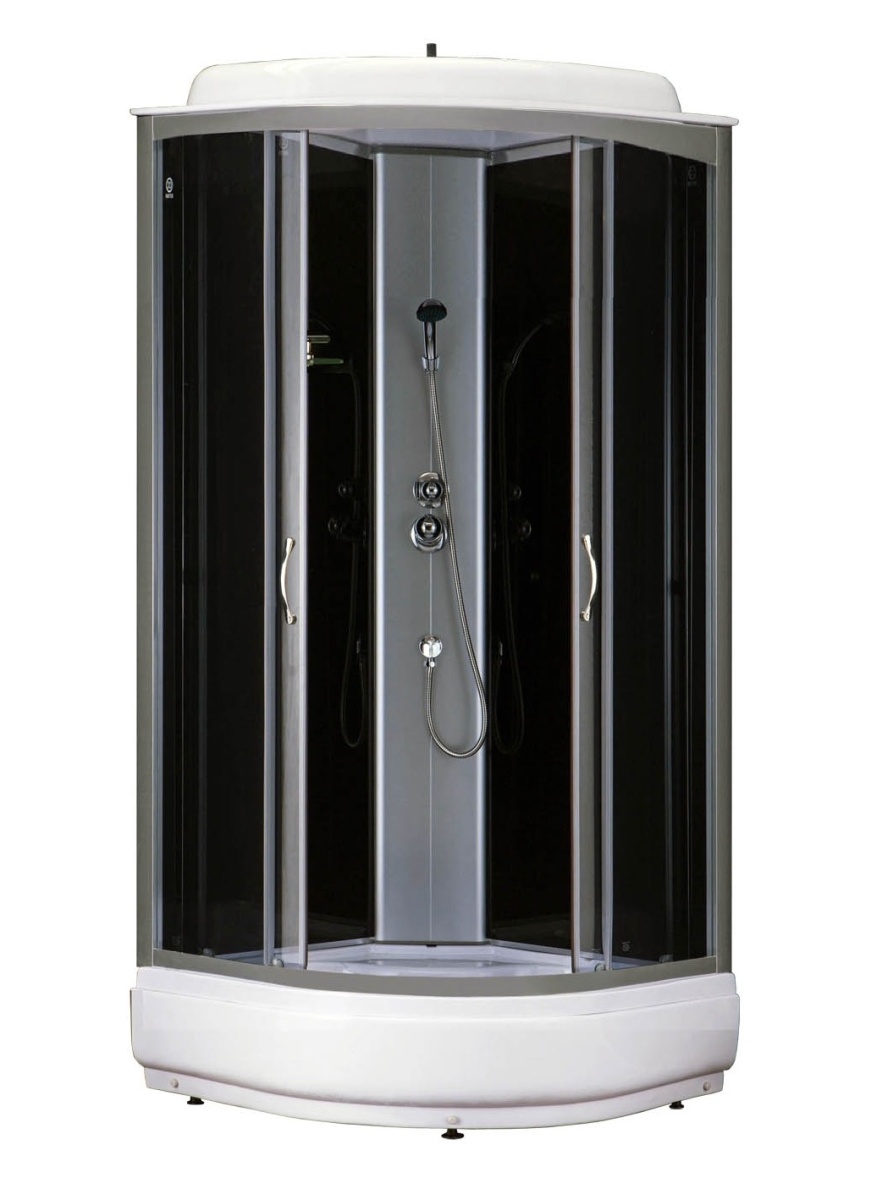 Кабина душевая CS-6610-25G 100x100x215 CП стекло 4 мм черная