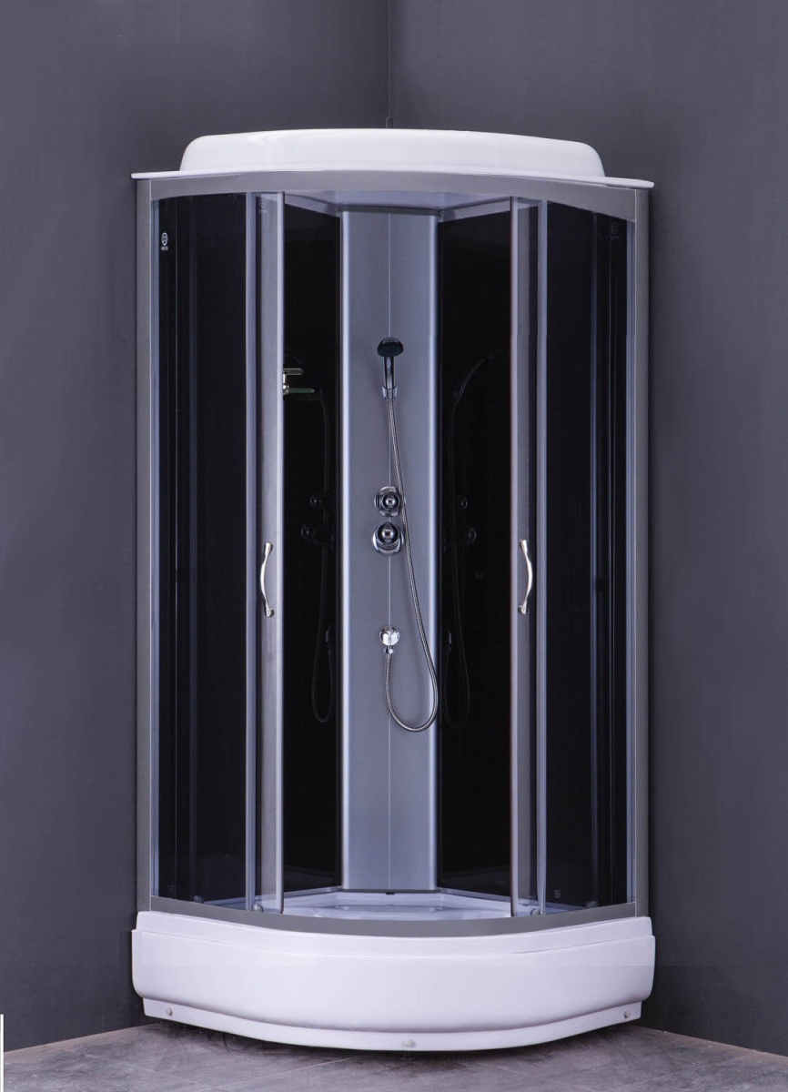 Кабина душевая CS-6610-25G 100x100x215 CП стекло 4 мм черная