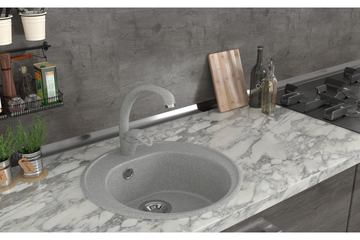 Мойка круглая ML-GMS02 d505мм светло-серый 310