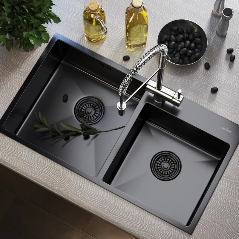 Мойка нержавеющая Mixline Pro 72x40 черный графит