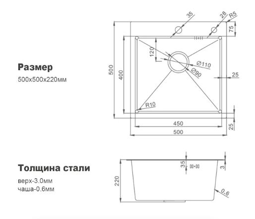 Мойка Splenka S701.5050.09 графит