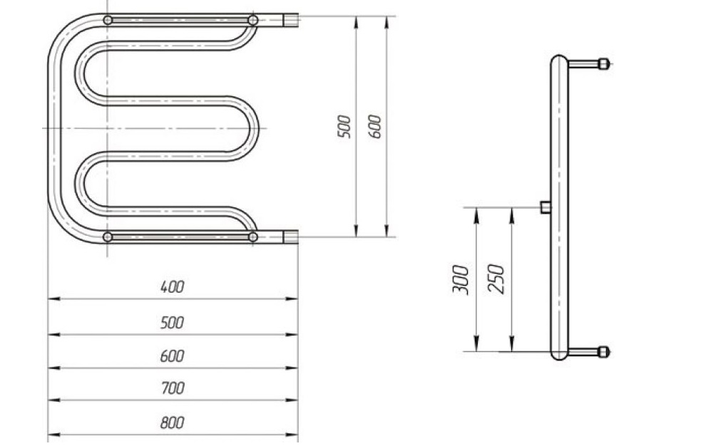 Полотенцесушитель водяной ПМ1 50x50П