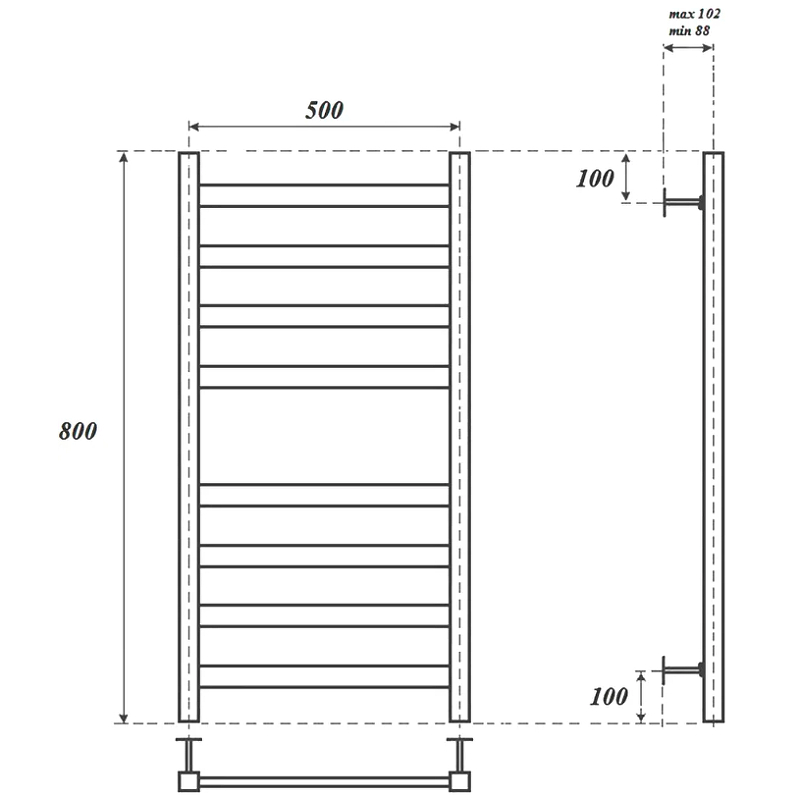 Полотенцесушитель водяной Point Меркурий PN83158B П8 50x80 черный