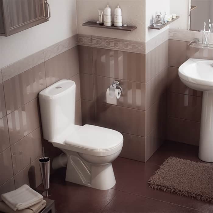 Унитаз-компакт Комфорт Rosa белый, с нижним подводом, 2 кнопки