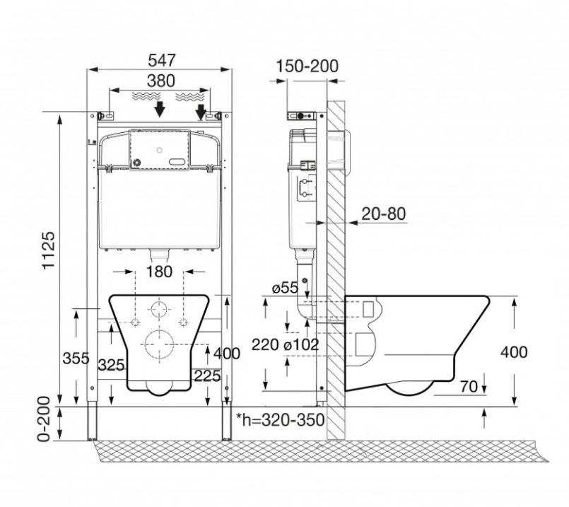 Система инстал. Roca Faro унит+сид+кнопка ZRU9307613