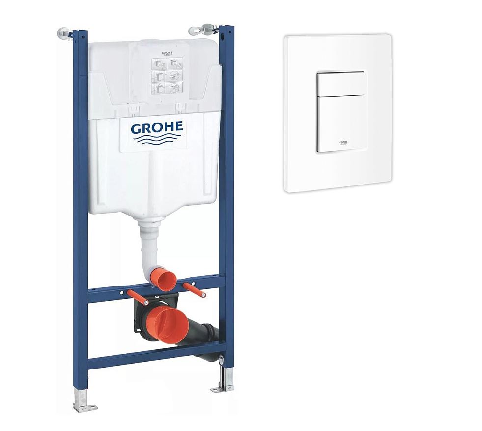 Система инстал GROHE Solido Even (38971000T+38966SH0T) в комплекте с белой панелью