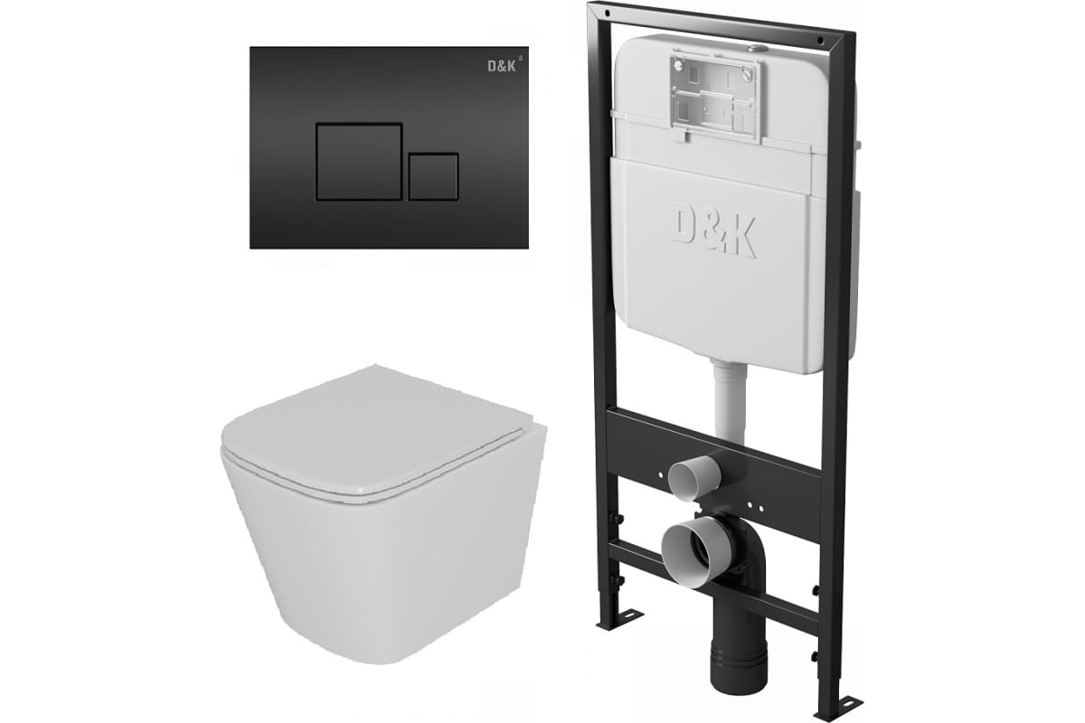 Комплект системы инсталляции  D&K DS1391619+унитаз+клавиша черная