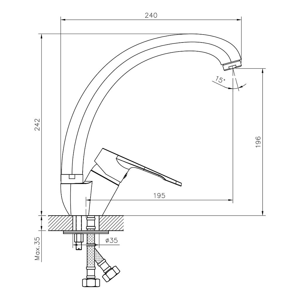 Смеситель для мойки DecoRoom DR23021 хром