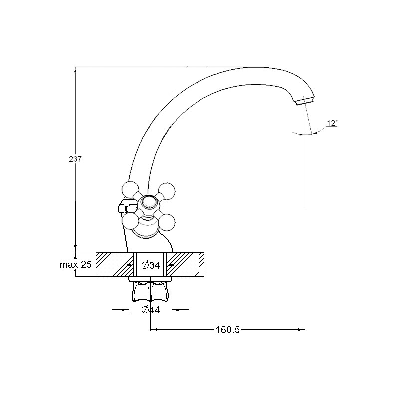 Смеситель для мойки Glauf QTZ4-B856/KLB-856 крест 512275