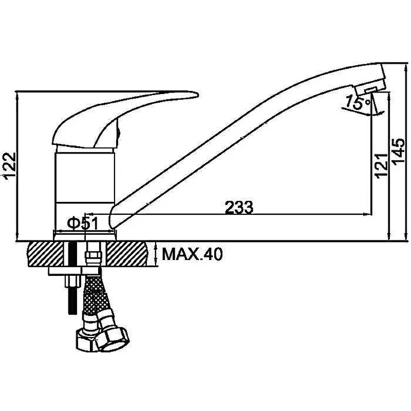Смеситель для мойки Ledeme 4202-BL 35k с отверстием