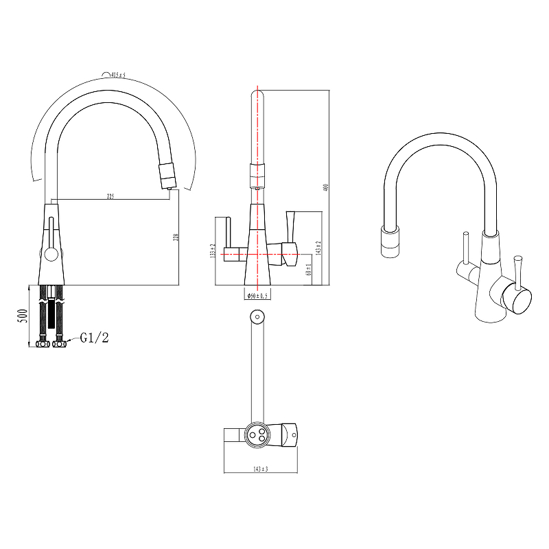 Смеситель для мойки Lemark Комфорт LM3075GM с подключением к фильтру