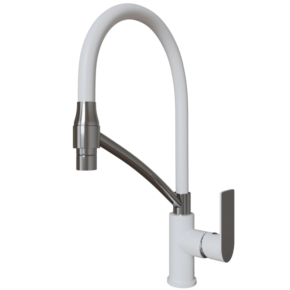 Смеситель для умывальника Milxline ML33-108 City White 35k белый/хром гибкий излив