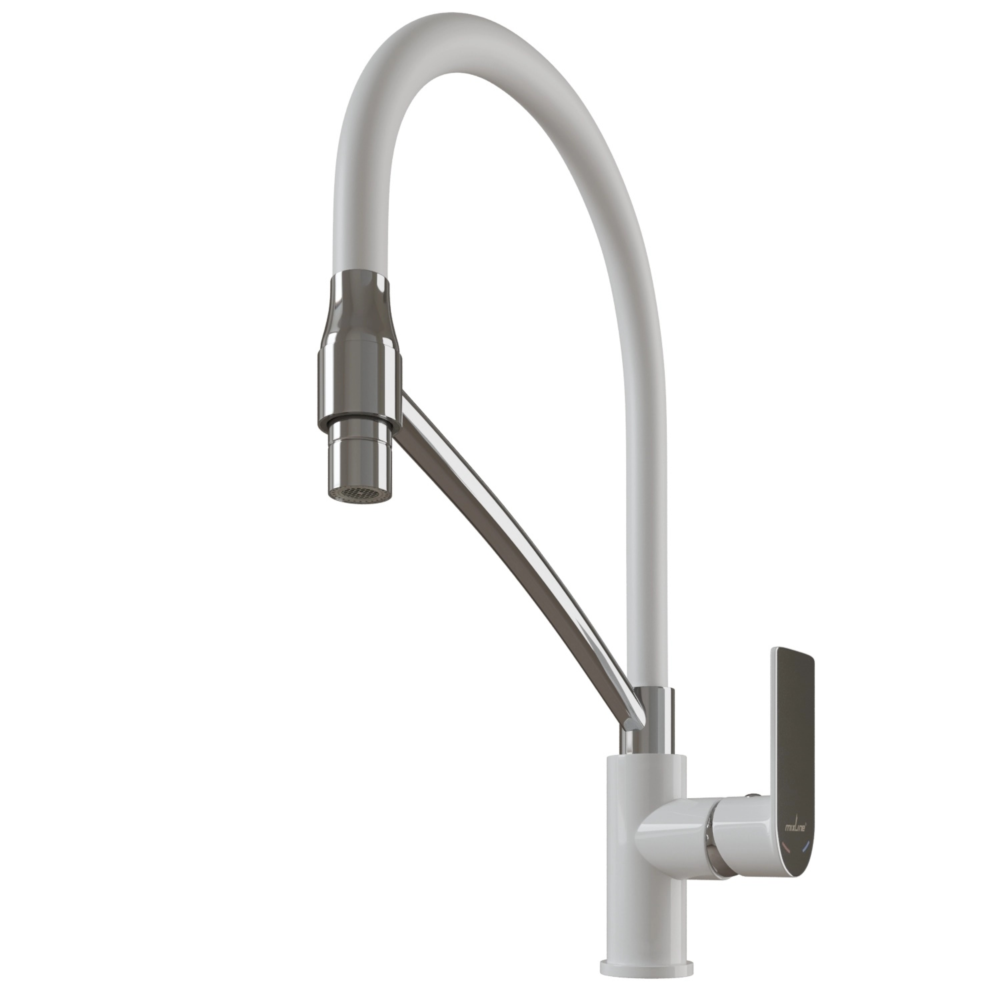 Смеситель для умывальника Milxline ML33-108 City White 35k белый/хром гибкий излив