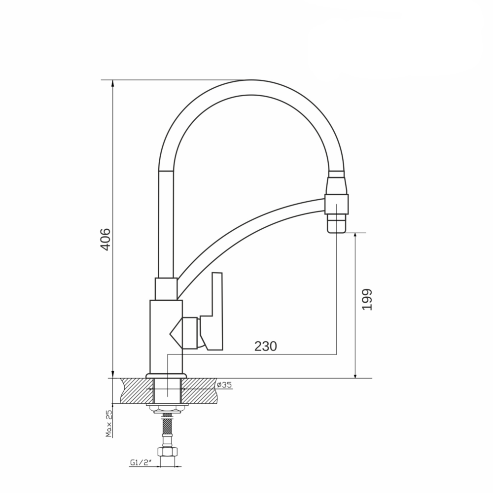 Смеситель для умывальника Milxline ML33-108 City White 35k белый/хром гибкий излив