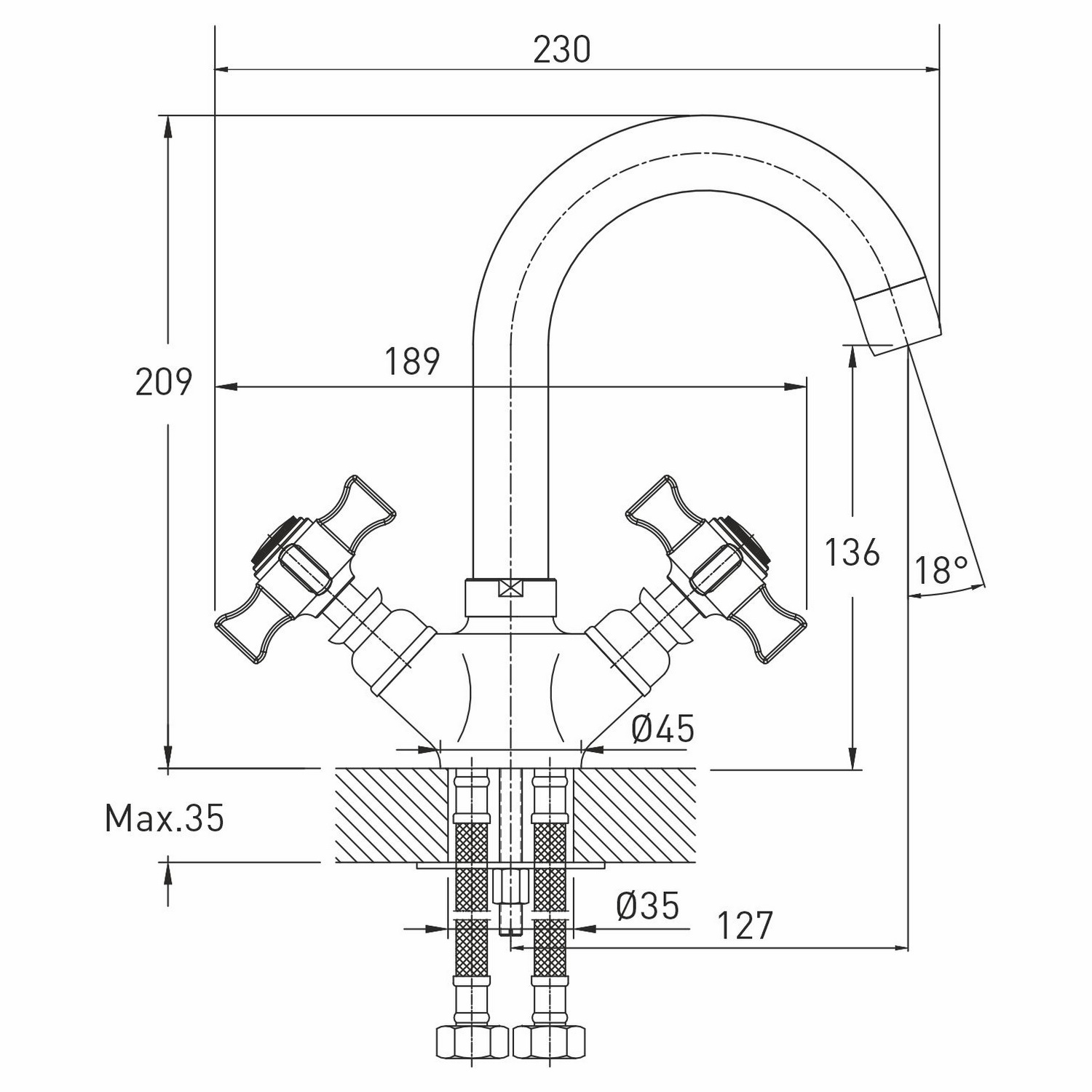 Смеситель для умывальника Mixline Classic ML30-042 1/2кер