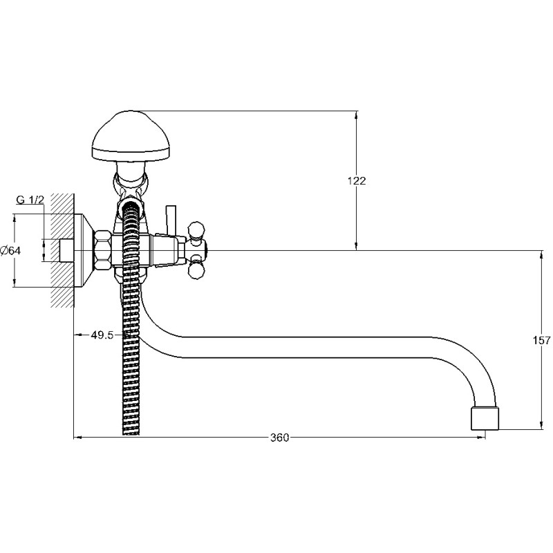 Смеситель для ванны 1/2 kep Glauf JMX7-A605