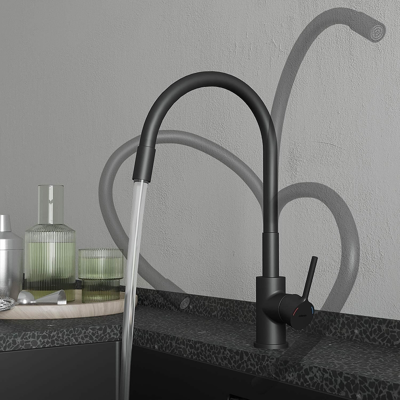 Смеситель для мойки Milardo Meal M01BL0FM05 черный матовый Смеситель для мойки Milardo Meal M01BL0FM05 черный матовый