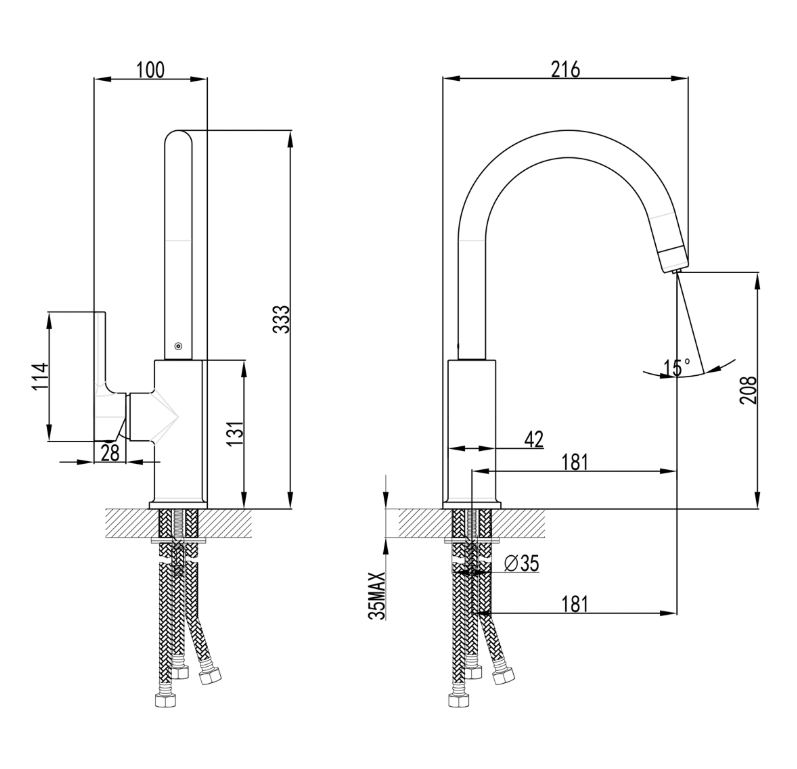 Смеситель в/м LEMARK Комфорт LM3073C Сандом