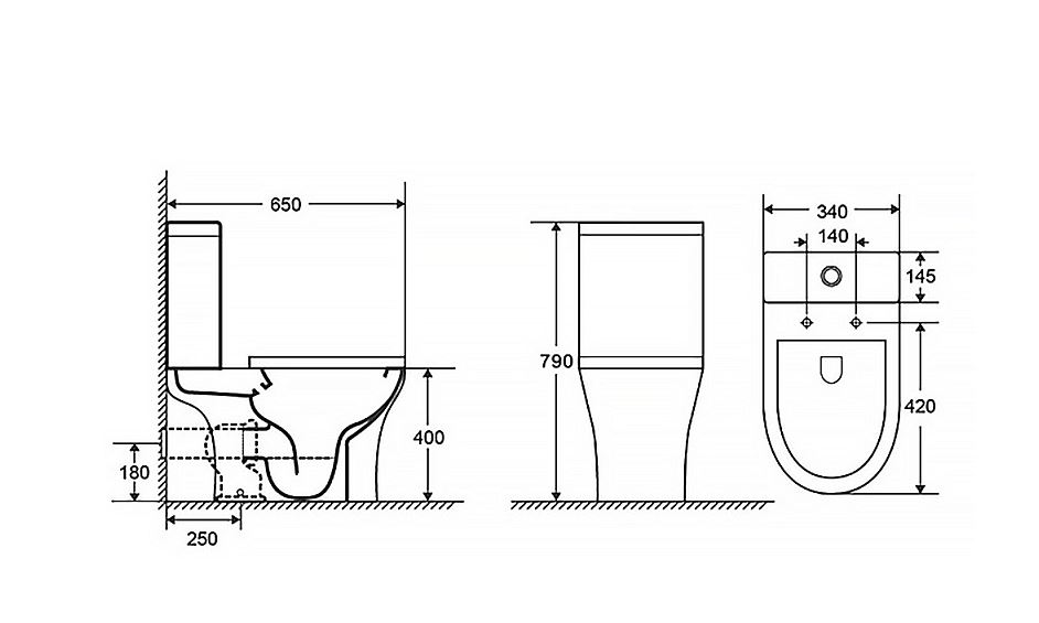 Унитаз напол. Azario FRETTA ROUND (AZ-7121A) 650x340x790 безободковый
