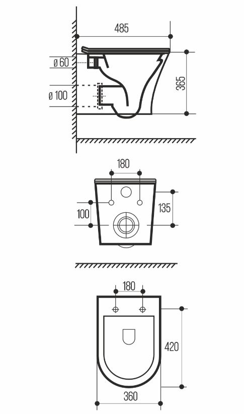 Унитаз подвес. Wave Star м/л белый гл.