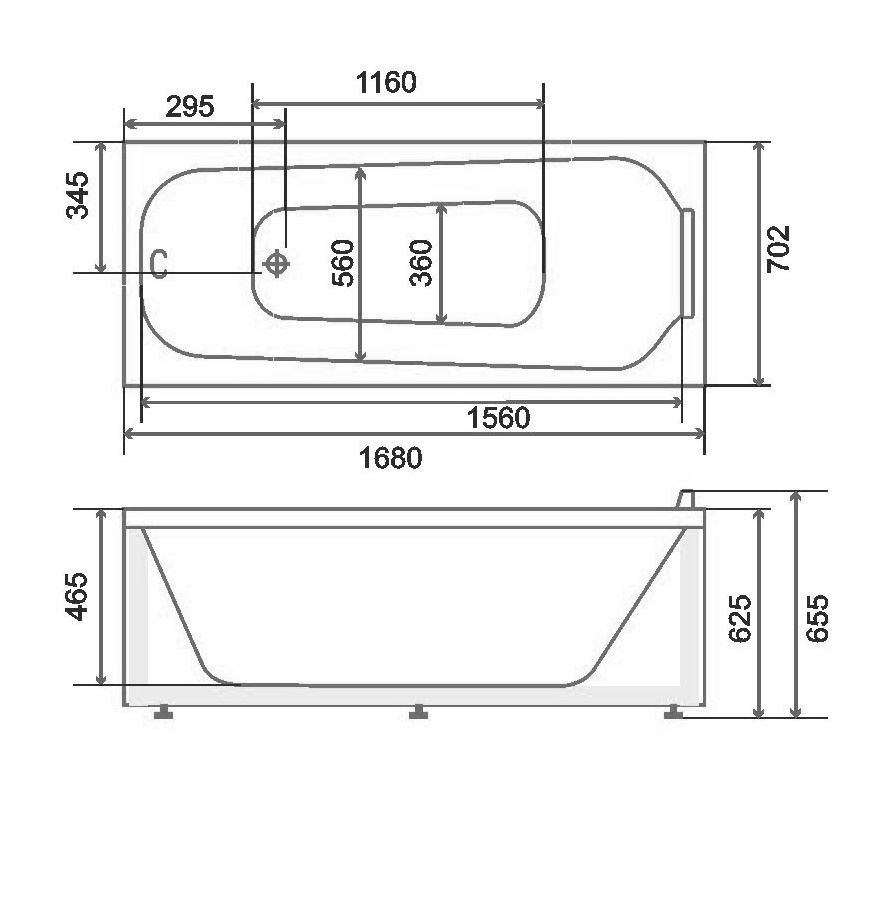 Ванна акриловая Bellsan Лайма 170x70 без экрана