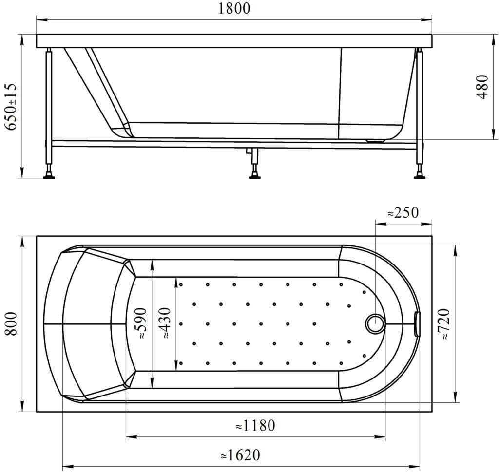 Ванна акриловая Радомир Николь 180x80