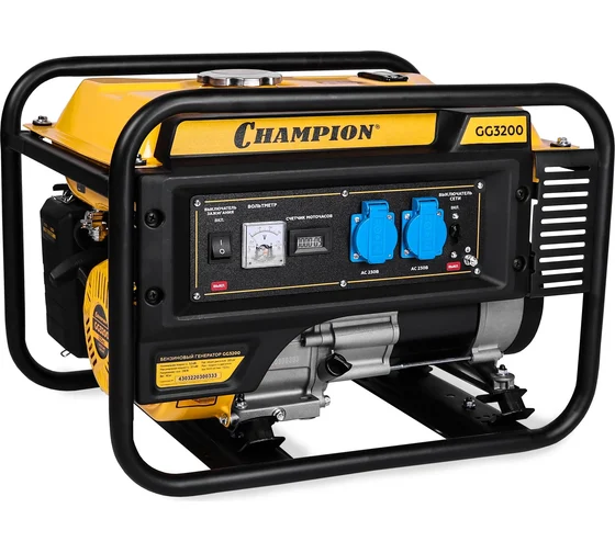 Генератор Champion GG3200 инвертор 3,5/3,2кВт 15л 230В ручной