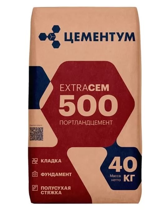 Цемент Цементум EхtraCEM М500 ЦЕМ II А-И 42.5, 40 кг