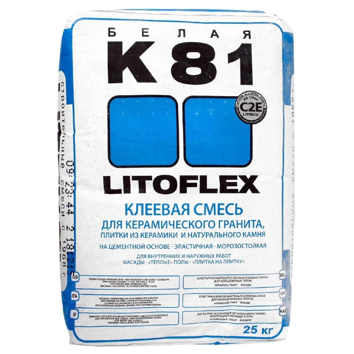 Клей для плитки LITOFLEX K81 25 кг белый