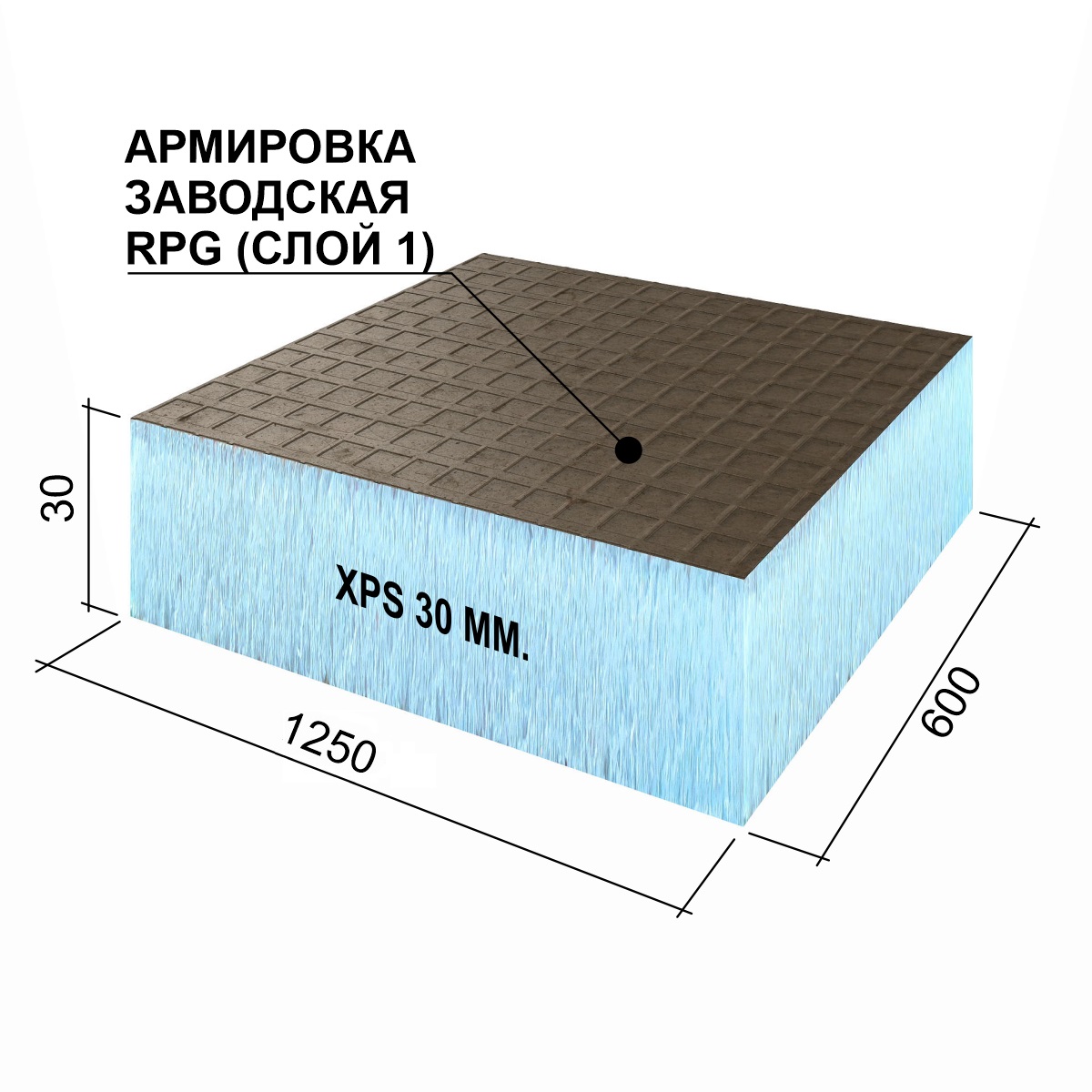 Панель Ruspanel RPG Basic 1250х600х30мм 1-сторонняя обработка