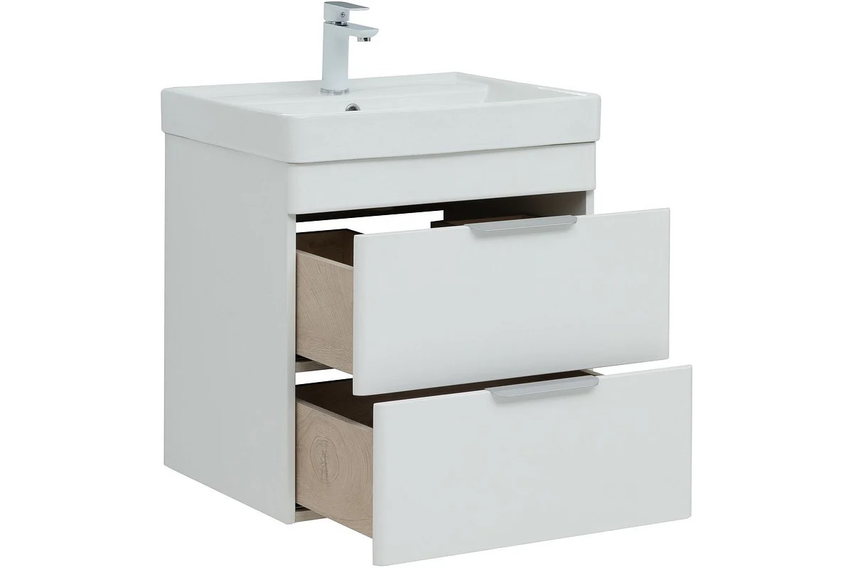 Тумба Ирис new 60 подвесная, 2 ящика, белый глянец , артикул 310144 Тумба Ирис new 60 подвесная, 2 ящика, белый глянец