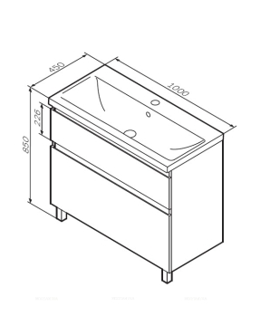 Тумба напольная  Am.Pm X-Joy 100см 2 ящика, цвет  белый глянец M85AFSX1002WG