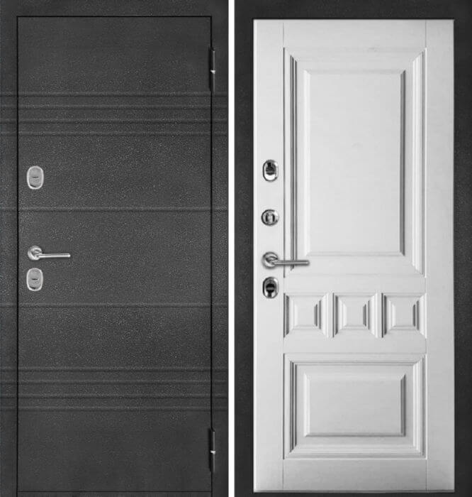 Дверь металлическая ТЕРМО S5 антик серебро / белая 860 Левая