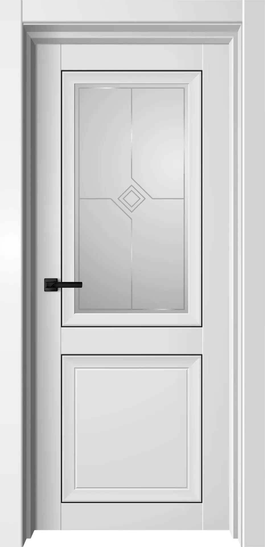 Дверь межкомнатная L4 600x2000 Бетон снежный стекло черное