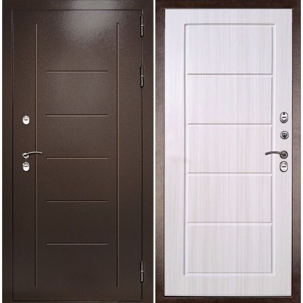 Дверь металлическая Термаль Экстра лиственница беленая 960x2050 Левая