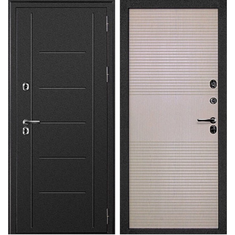 Дверь металлическая Термалле беленый дуб / графит 860x2050 Левая