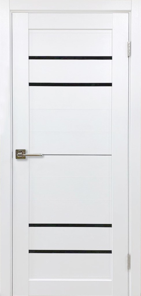 Дверь межкомнатная ДО Виолет 600 Белый бланко/черное стекло (А)