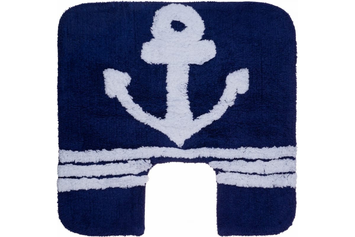 Коврик для ванной хлопок, синий Royal Navy с U-вырезом, 50x50 см