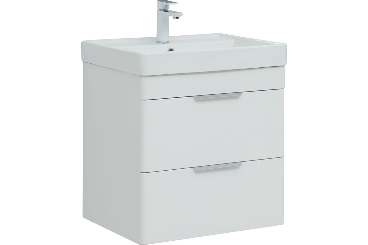 Тумба Ирис new 60 подвесная, 2 ящика, белый глянец