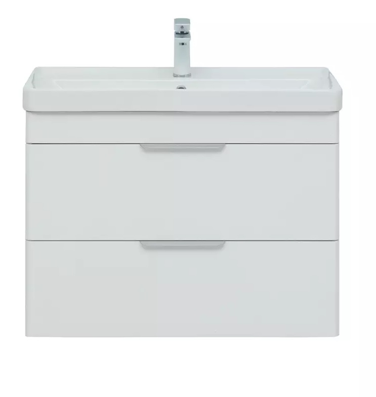 Тумба Ирис new 70 подвесная,  2 ящика, цвет белый глянец